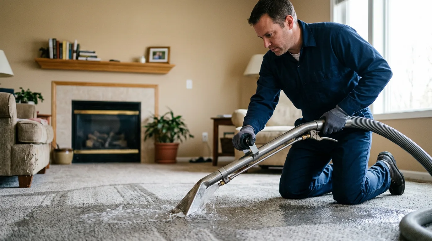 Water damage restoration technician working near Cadiz, OH